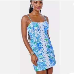 NWT! Lilly Pulitzer Shelli Stretch Dress in Frenchie Blue Suns Out Buns Out